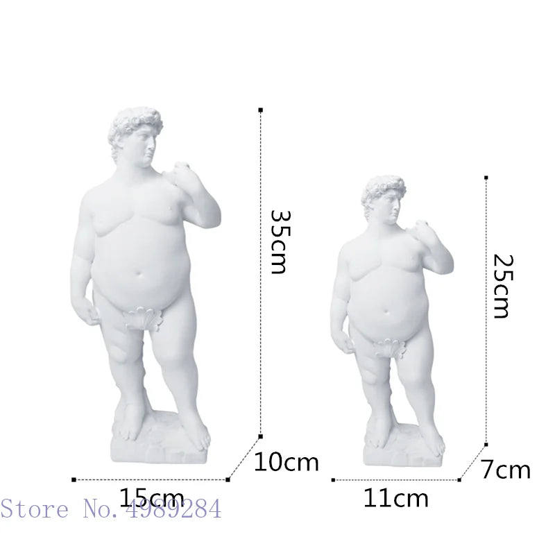 DecorBites™ David Obesity Resin Sculpture: Nude Male Figure Art Home Decor Ornament