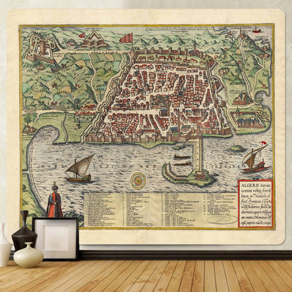 Decobites Medieval Map Bohemian Tapestry Wall Hanging for Home Decor