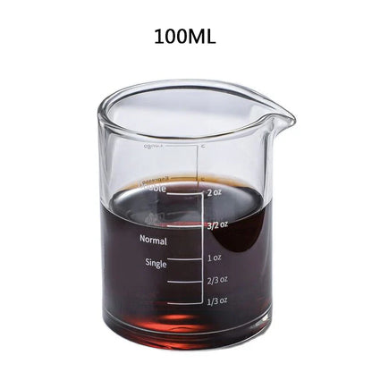 DecorBites™ Glass Espresso Milk Jug With Handle: Heat-resisting, Double/Single Mouth, Glass Scale Measure Mugs