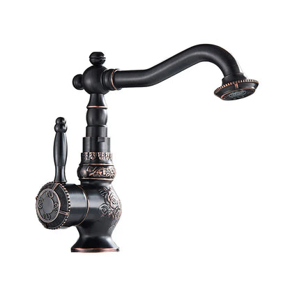 خلاط حوض الحمام من DecorBites™ المصنوع من النحاس العتيق، بمقبض واحد لصنبور الماء الساخن والبارد