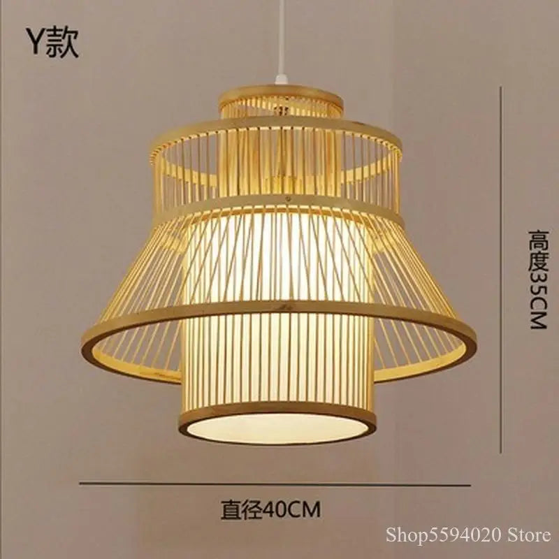 DecorBites™ Japanese Bamboo Chandelier Lights for Bedroom Living Room Tea Room Zen Lamps