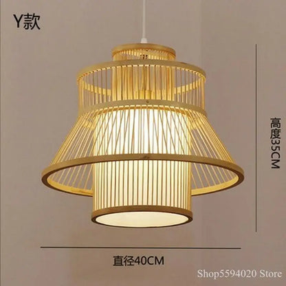 DecorBites™ Japanese Bamboo Chandelier Lights for Bedroom Living Room Tea Room Zen Lamps