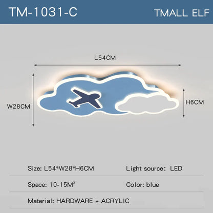 ديكوربايتس™ مصباح سقف بتصميم الفضاء للأطفال - تصميم رائد فضاء وطائرة لغرفة النوم