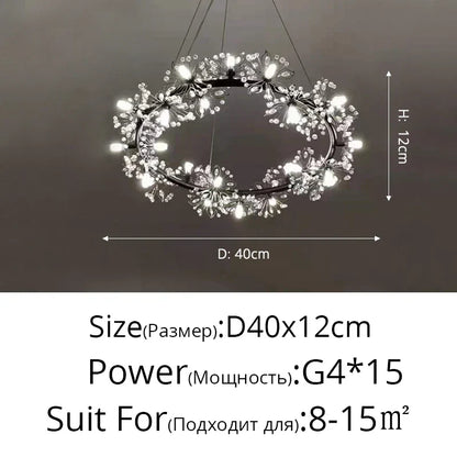 DecorBites™ Dandelion Flower Chandelier: Modern LED Living Room Bedroom Indoor Decor Bouquet Lamps