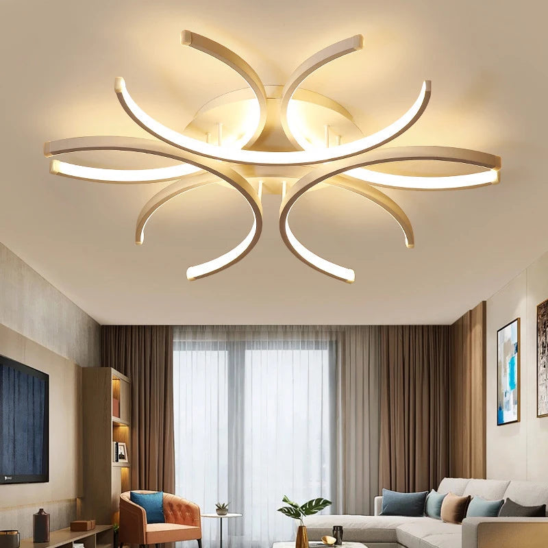 White Modern LED Chandelier For Bedroom Or Dining