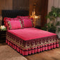 Decobites Crystal Velvet Bedspread Set with Super Soft Quilting & Lace Bedskirt