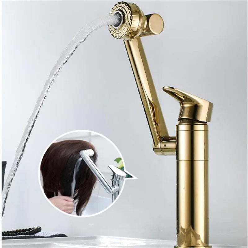 DecorBites™ Gold Multifunction Bathroom Sink Faucet Hot Cold Water Mixer Deck Mounted