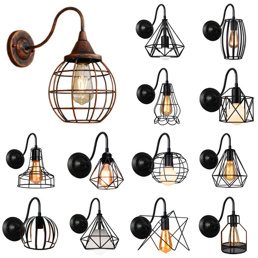 DecorBites™ Iron Cage Guard Wall Sconce Vintage LED Light for Indoor Lighting