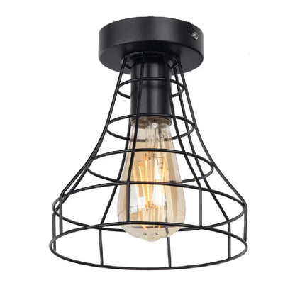 DecorBites™ Industrial Black Iron Cage Ceiling Light Flush Mount