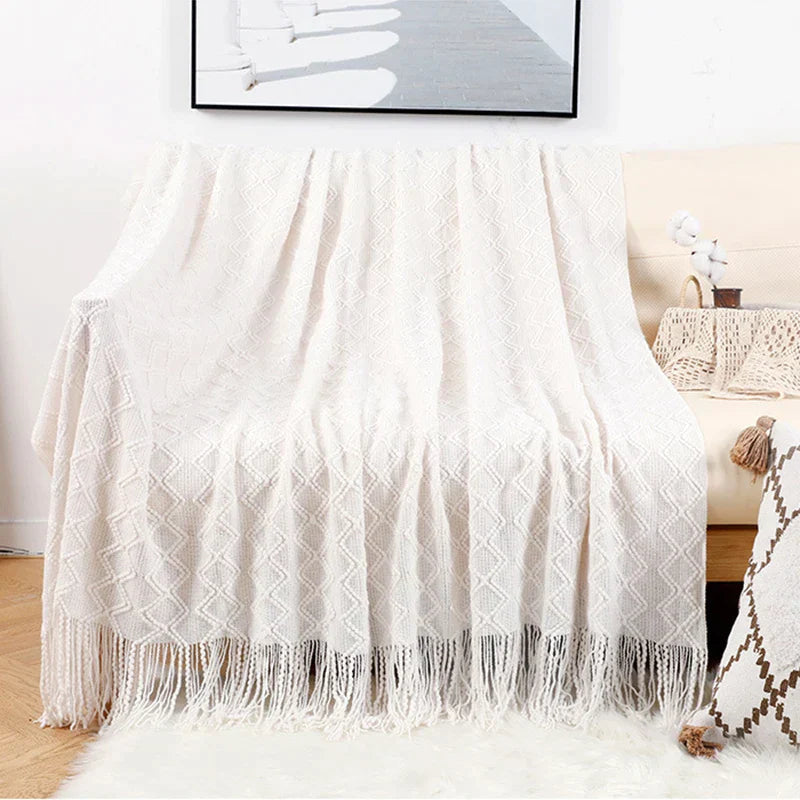 DecorBites™ Grey Nordic Waffle Knit Blanket