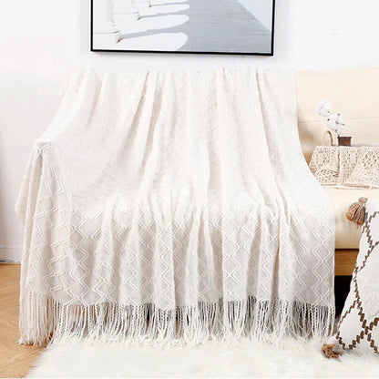 DecorBites™ Grey Nordic Waffle Knit Blanket