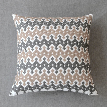 DecorBites™ Grey Embroidered Cotton Pillow Cover 45x45cm for Home Decor and Living Room