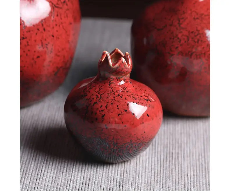 Red Pomegranate Ceramic Vase for Modern Home
