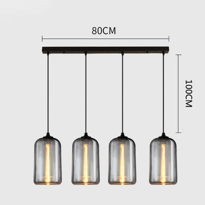 DecorBites™ Gray Glass Pendant Light for Bar Stair Dining Room E27 Edison Lamp Lighting