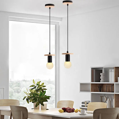 Decorbites™ LED Holz-Deckenleuchte Pendellampe Vintage Retro Loft Hänge Lampe Suspension E27