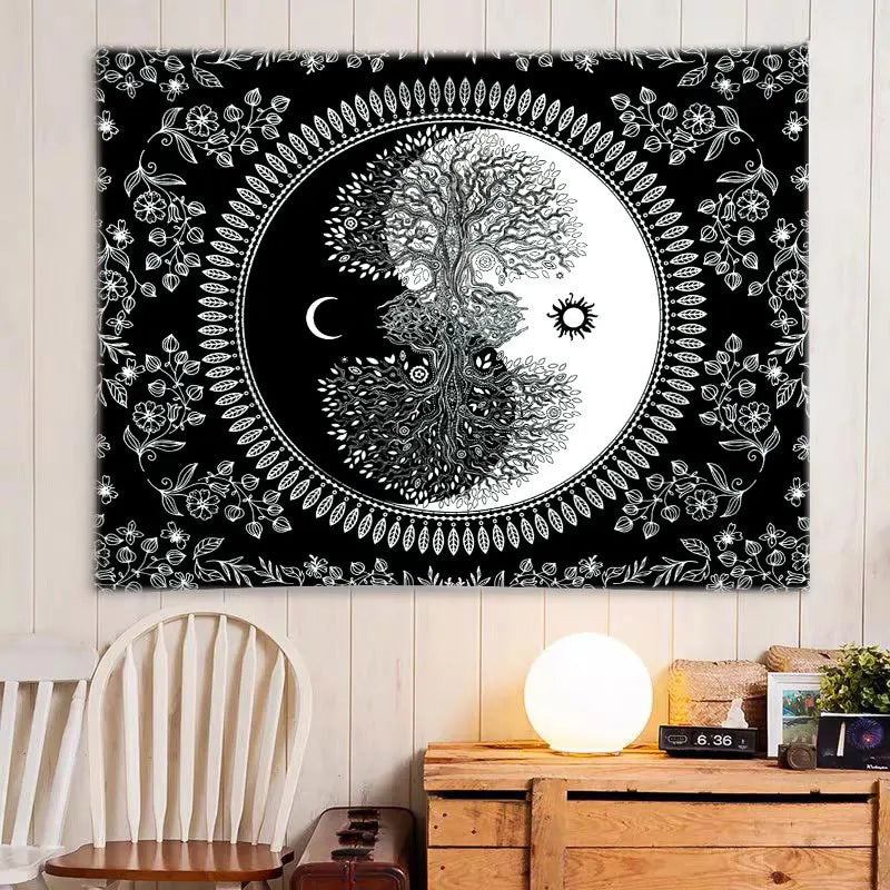 Decobites Mandala Sun Moon Tapestry Wall Hanging Hippie Decor Rug 95x73cm