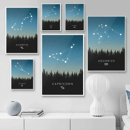 DecorBites™ Leo Cancer Zodiac Canvas Art Nordic Prints for Kids Room Home Decor
