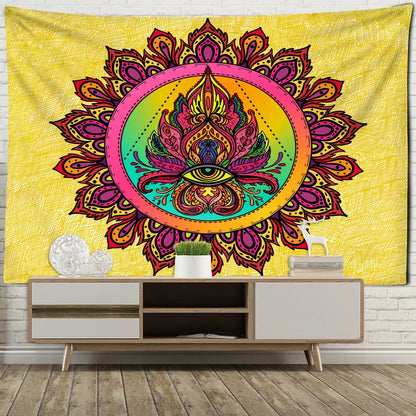 Psychedelic Eyes Tapestry Witchcraft Abstract Colorful Grim Reaper Hippie Home Decor by Decobites