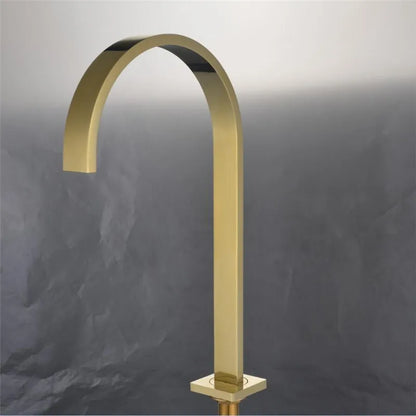 DecorBites™ Brushed Gold Basin Faucet: 360 Rotating Two Hole Widespread Bathroom Sink Tap