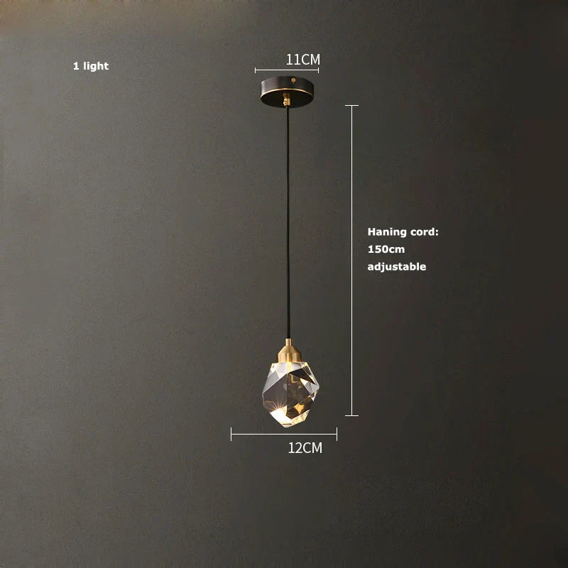 DecorBites™ Black Crystal Copper LED Chandelier for Dining Room - Art Deco Hanging Lamp