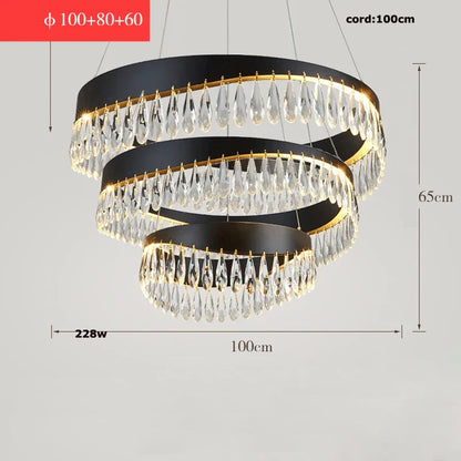 DecorBites™ Golden Crystal Stainless Steel Chandelier for Dining Room