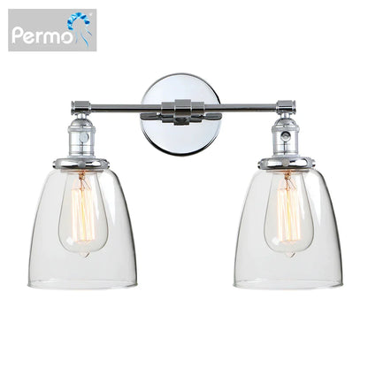 Aplique de pared vintage DecorBites™ de 2 luces con florón de cristal transparente