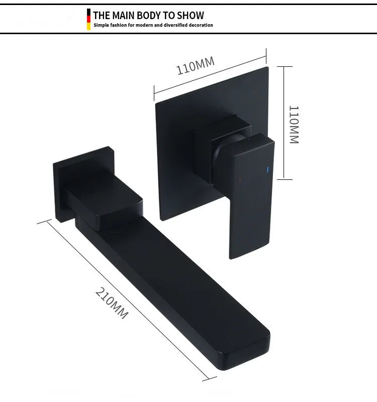 DecorBites™ Brushed Gold In-Wall Basin Faucet Set, Hot Cold Bathroom Sink Mixer Tap