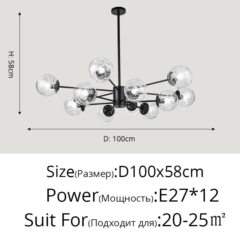 DecorBites™ Glass LED Chandeliers: Modern Dining Room Bedroom Living Room Pendant Lights