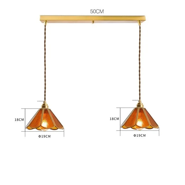 DecorBites™ Japanese Vintage Glass Copper LED Pendant Lamp for Bedroom, Bar, Cafe