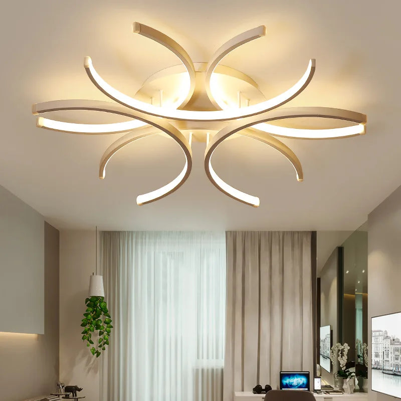 White Modern LED Chandelier For Bedroom Or Dining