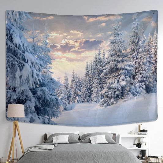 Decobites Snow Scenery Bohemian Tapestry Wall Hanging for Small Fresh Living Room Decor