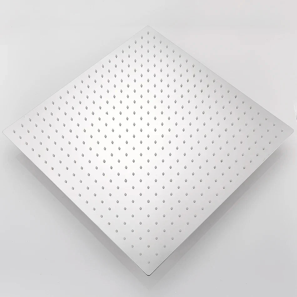 Cabezal de ducha cuadrado de lujo cromado DecorBites™ de 20 pulgadas, ultrafino, de acero inoxidable, tipo lluvia.