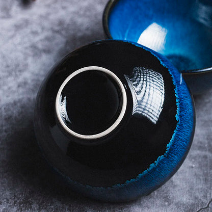 DecorBites™ Japanese Blue Ceramic Tableware Set - Rice Bowl, Plate, Spoon, Udon Ramen Bowl, Soup Dish