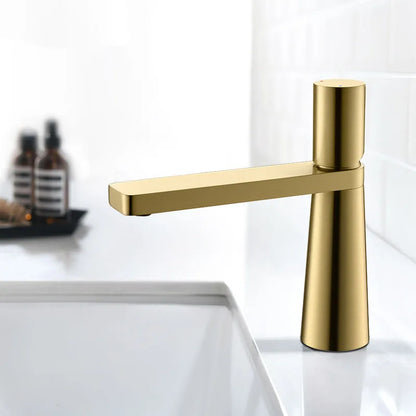 Grifo de lavabo DecorBites™ en oro cepillado - Elegante grifo mezclador de latón para baño
