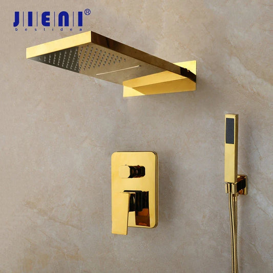 DecorBites™ Golden Plated Brass Shower Mixer Set
