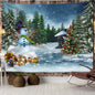 Decobites Christmas Woods Snow Scene Tapestry Wall Hanging - Elk Bohemian Style Bed Curtain Home Decor