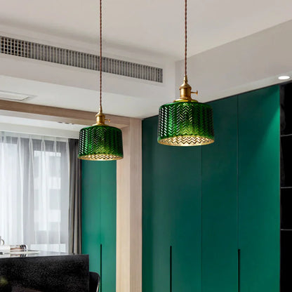 DecorBites™ Green Glass LED Pendant Light - Stylish Lighting Fixture for Modern Interiors