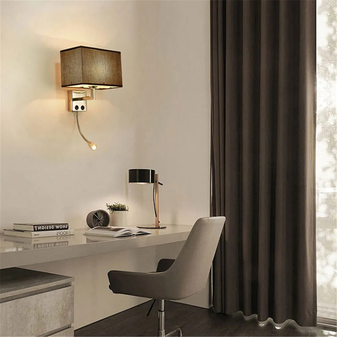 DecorBites™ LED Minimalist Wall Lamps with Rectangle Texture Shade for Living Room & Bedroom