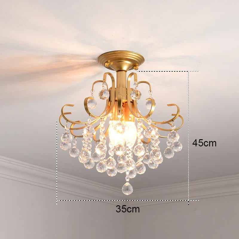 Gold Crystal Ceiling Chandelier 45x35cm Premium