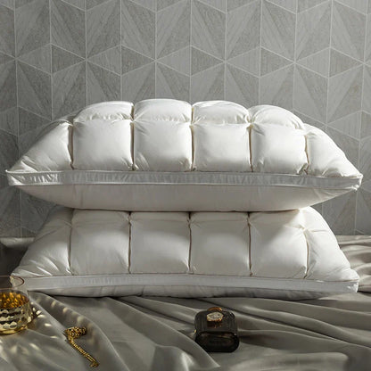 Decobites Luxury White Goose Down Orthopedic Pillow for a Fluffy, Cozy, and High-Quality Sleep