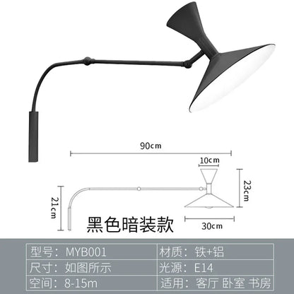 DecorBites™ Industrial Retro Swing Arm Wall Light for Living Room Bedroom Studio