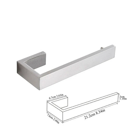 DecorBites™ Brushed Bath Hardware Set: Robe Hook, Towel Bar, Shelf, Tissue Holder, Toothbrush Stand