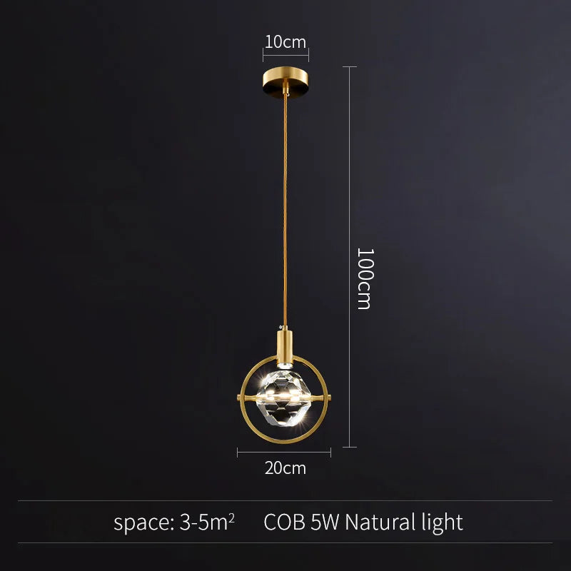 DecorBites™ Gold Crystal Pendant Light Chandelier for Living Room Kitchen LED Art Deco