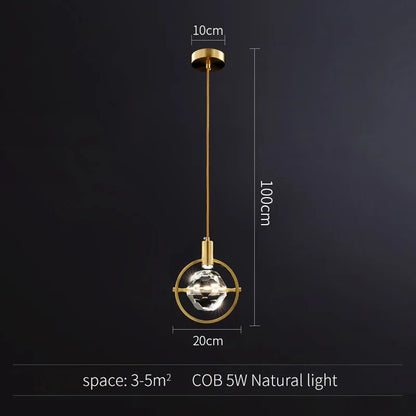 DecorBites™ Gold Crystal Pendant Light Chandelier for Living Room Kitchen LED Art Deco