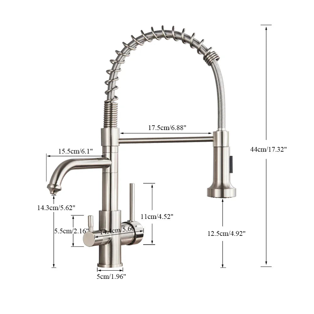 Grifo de filtro de agua de cocina de doble salida Decorbites™ con función de purificación de agua por rotación
