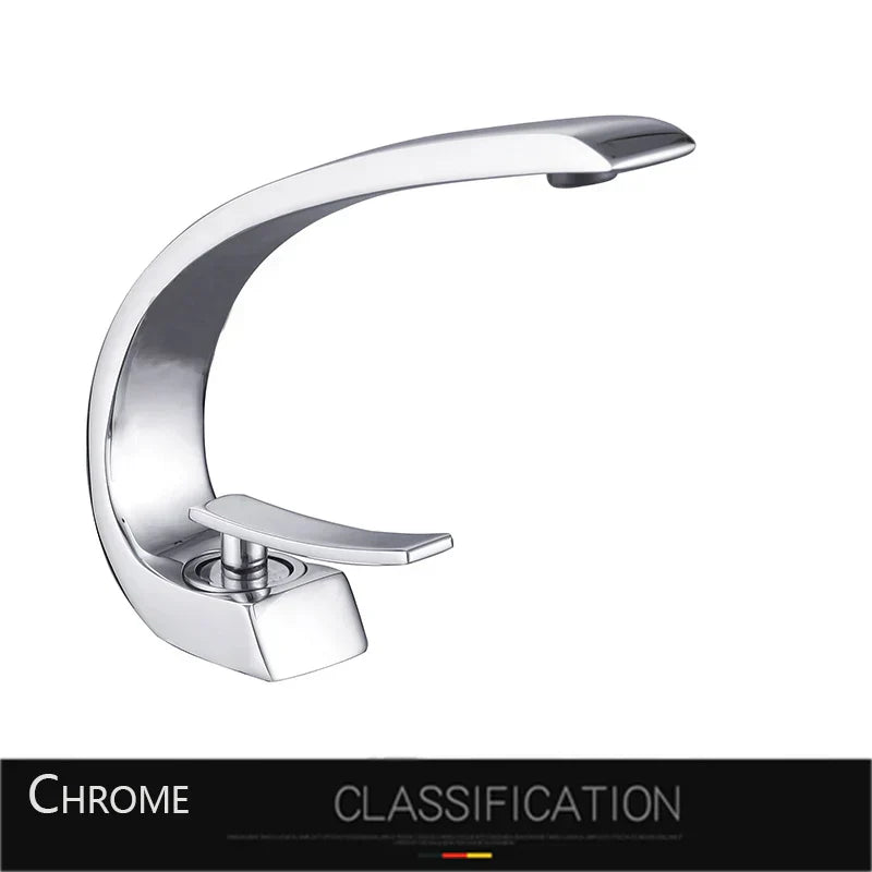 DecorBites™ Gold Basin Faucet: Deck Mount Black Chrome Mixer for Bathroom Washbasin