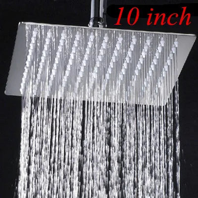 DecorBites™ 12-inch Square Rain Shower Head with Ceiling/Wall Mount in Chrome/Gold/Brushed/Black Finish
