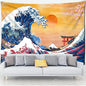 Decobites Kanagawa Waves Oil Painting Tapestry Wall Hanging, Bohemian Style Psychedelic Hippie Art