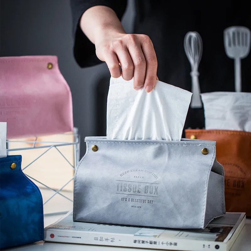 DecorBites™ Leather Tissue Box Holder - Nordic Style Decor Storage Case