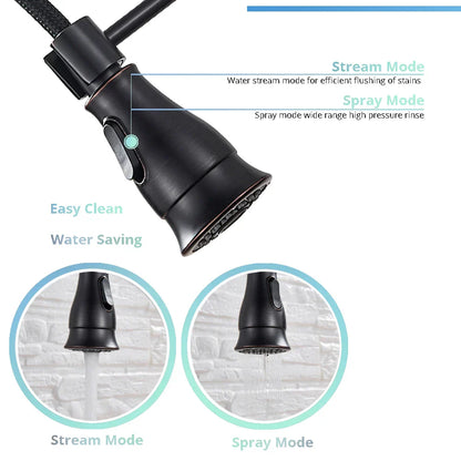 DecorBites™ Brass Black Kitchen Faucet Pull Out Mixer Taps Hot/Cold Water Cranes